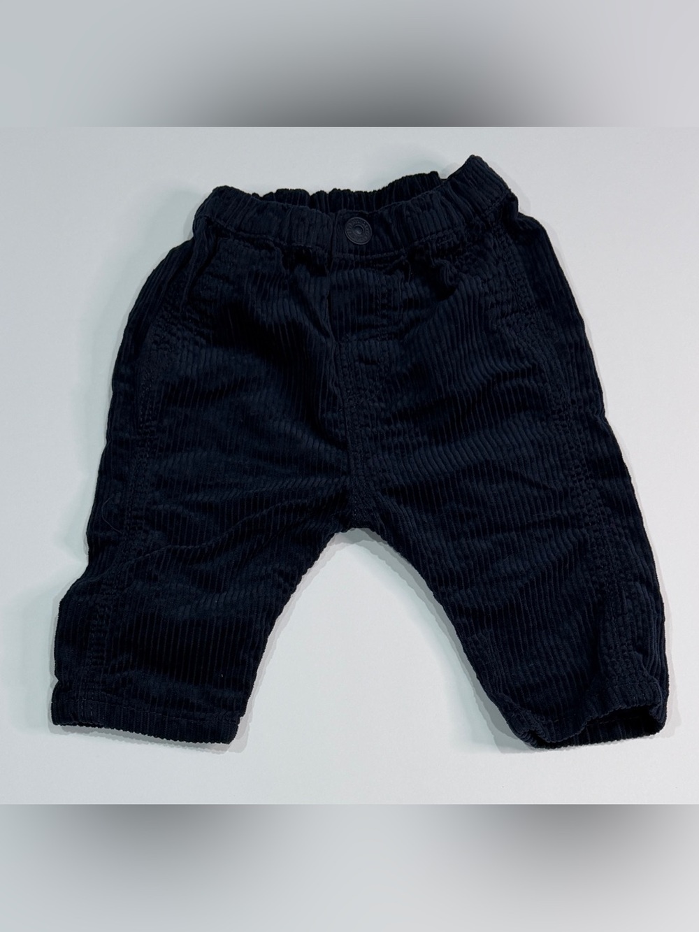 H&M Baby Navy Corduroy Pants 6 Months 100% Cotton Elastic Waist